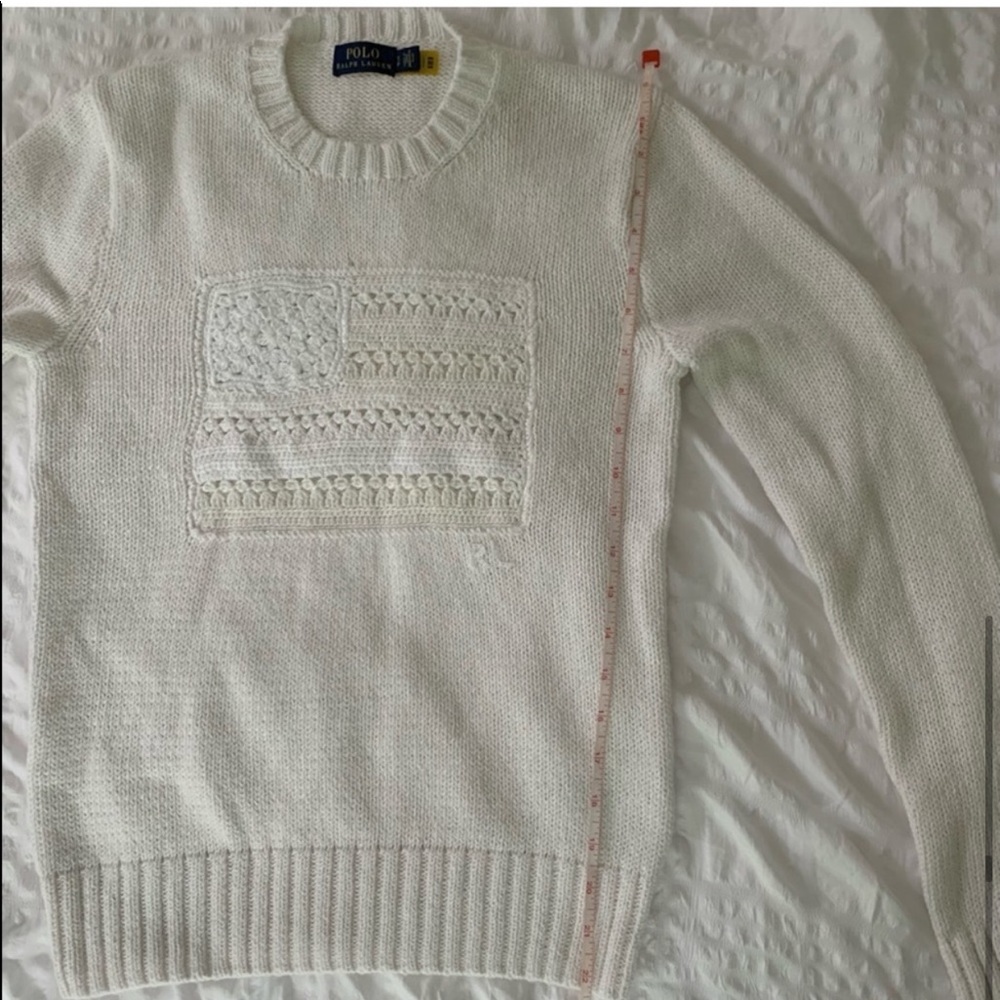 New Ralph Lauren American Flag White Sweater - Picture 9 of 11
